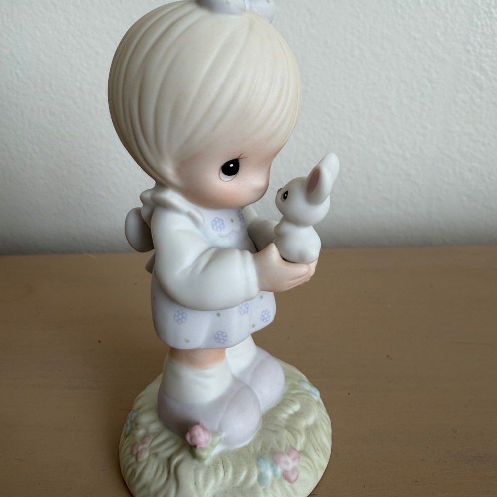 Precious Moments Child with White Bunny Figurine